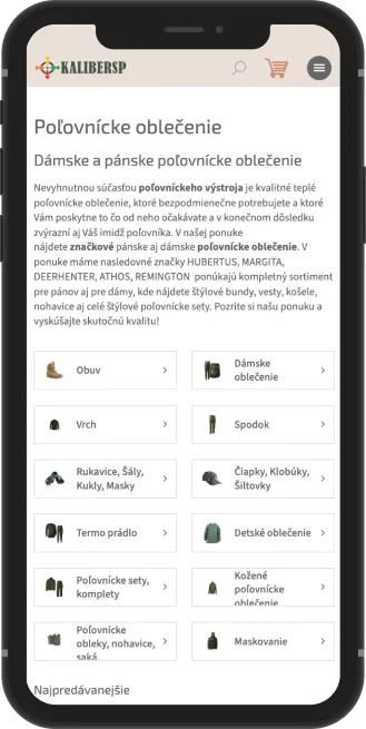 Mobilná kategória poľovníckeho oblečenia v e-shope KaliberSP